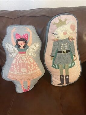 Decorative Fairy and Nutcracker Novelty Throw Pillows - Pink & Blue